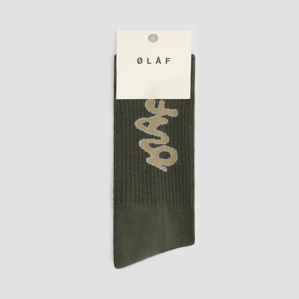 Olaf Hussein Signature Logo Socks Smokey Olive