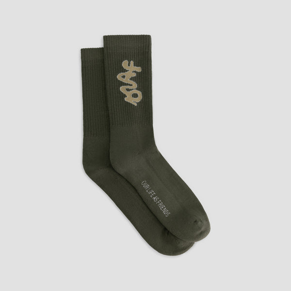 olaf hussein Signature Logo Socks Smokey Olive