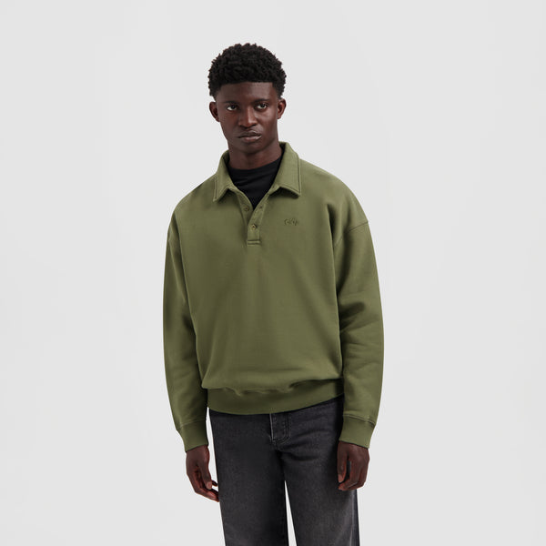 olaf hussein Signature Oversized Polo Olive Night