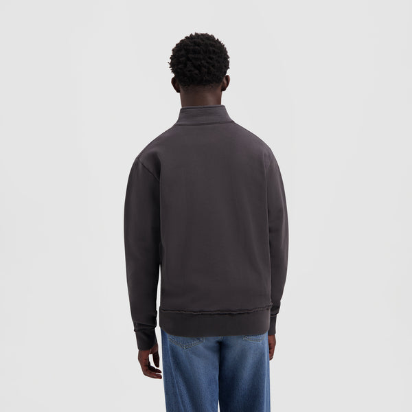 Olaf Hussein Signature Zip Mock Charcoal