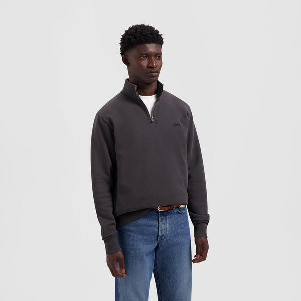 olaf hussein Signature Zip Mock Charcoal