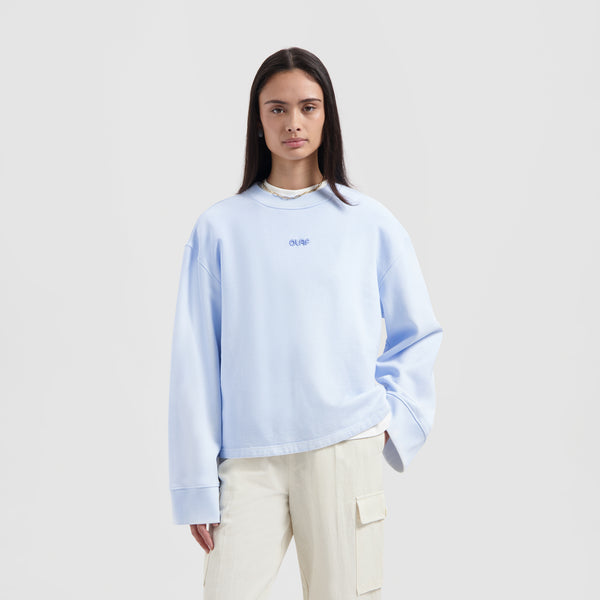 olaf hussein Sprayed Crewneck Surf Blue