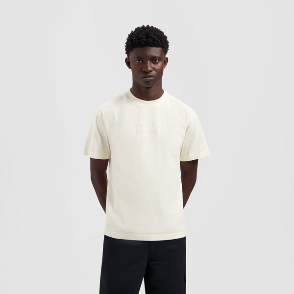 olaf hussein Stitched Varsity Tee Off White