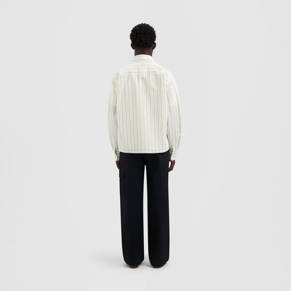 Olaf Hussein Striped Boxy Shirt Off White