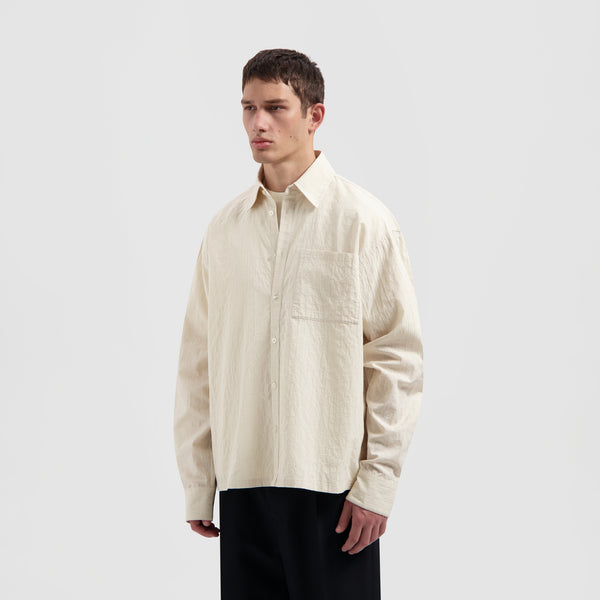 olaf hussein Textured Boxy Shirt Off White