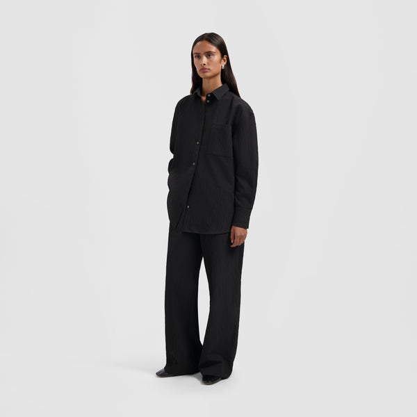 Olaf Hussein Textured Drapey Shirt Black