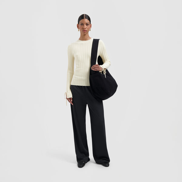 Olaf Hussein Tie Detail Knit Top Off White