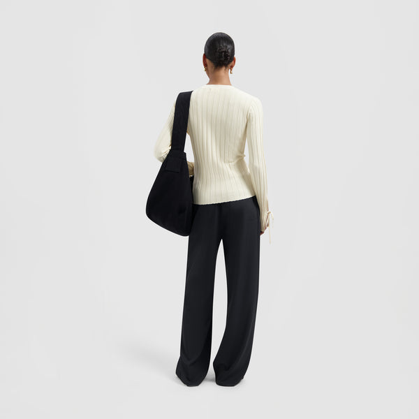 Olaf Hussein Tie Detail Knit Top Off White