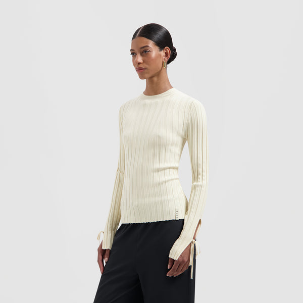 olaf hussein Tie Detail Knit Top Off White