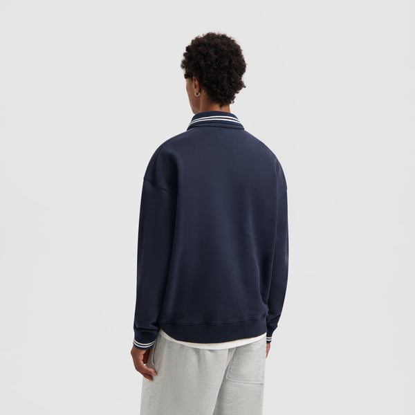Olaf Hussein Tipping Detail Oversized Polo Navy