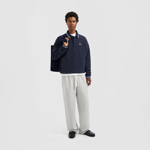 Olaf Hussein Tipping Detail Oversized Polo Navy