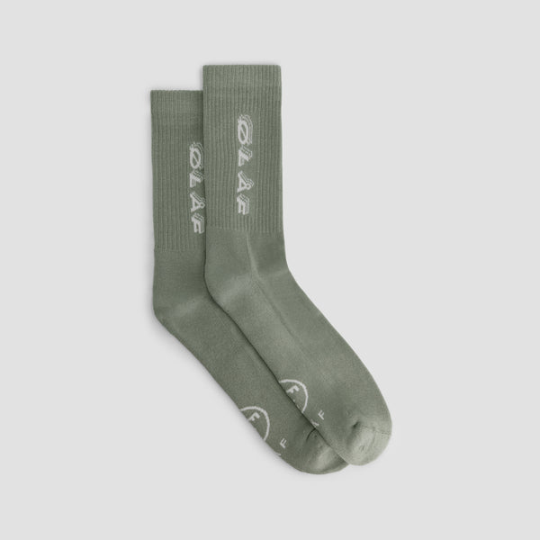 olaf hussein Triple Italic Socks Green Milieu
