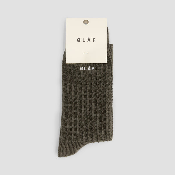 Olaf Hussein Waffle Socks Olive Night