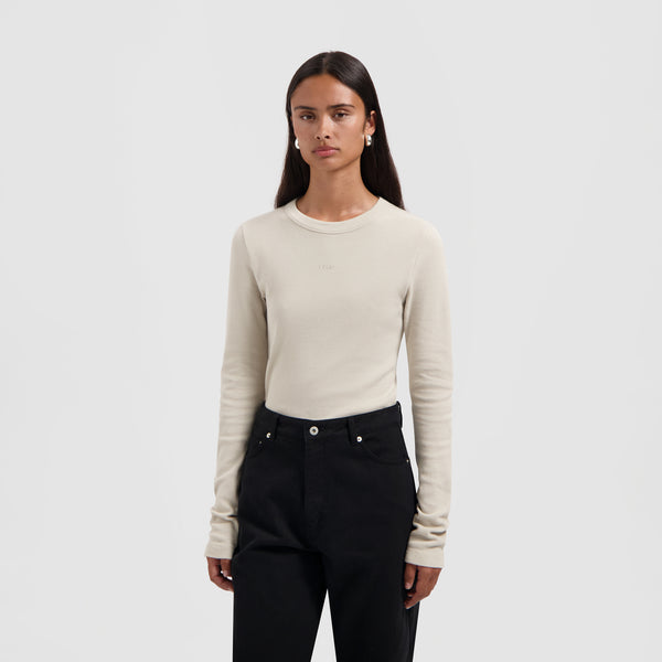 olaf hussein Waffle Top Long Sleeve Cement