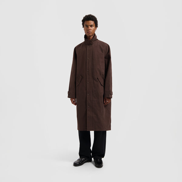 olaf hussein Washed Canvas Overcoat Hot Fudge