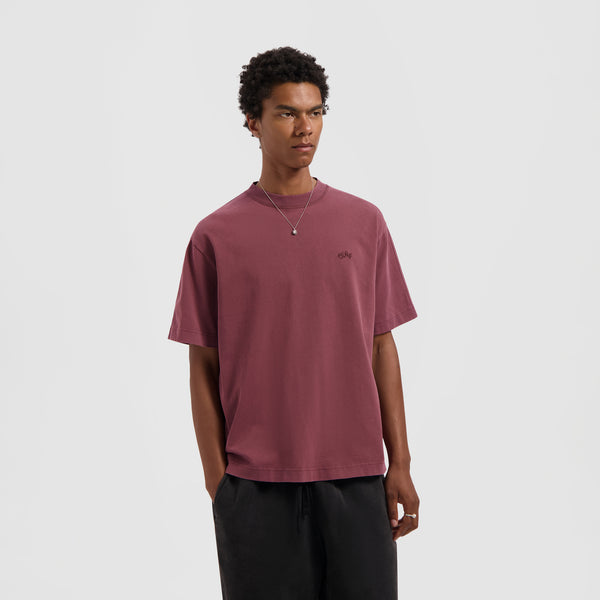 olaf hussein Washed Signature Tee Rum Raisin