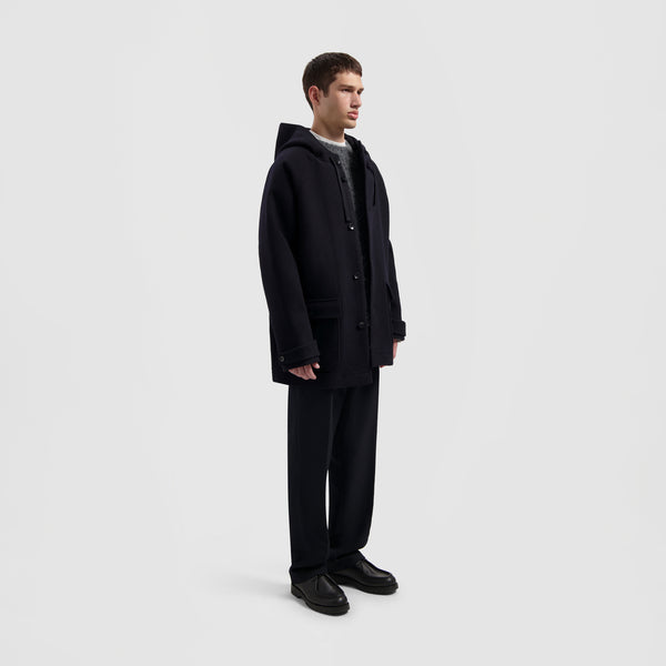 Olaf Hussein Wool Duffel Jacket Navy