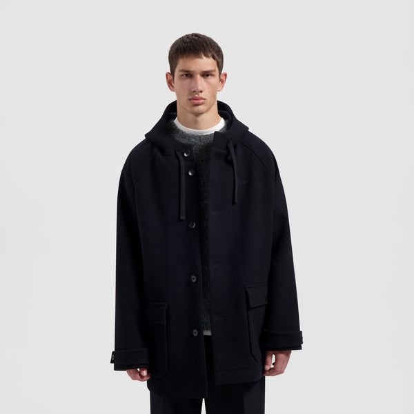 olaf hussein Wool Duffel Jacket Navy