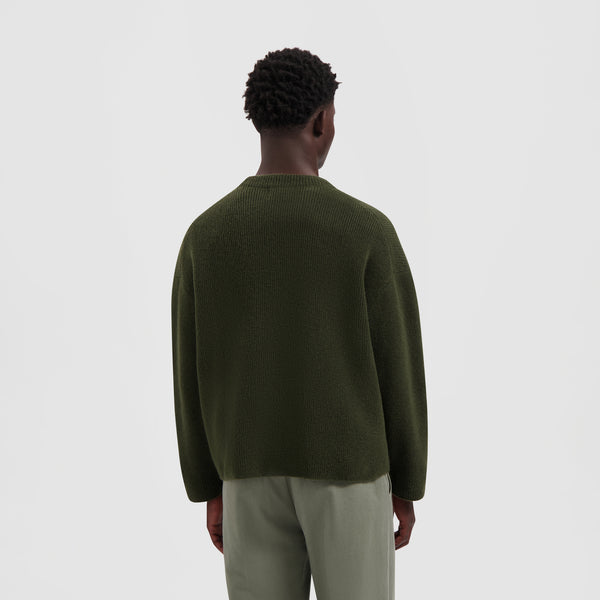 Olaf Hussein Signature Knitted Crewneck Olive Night