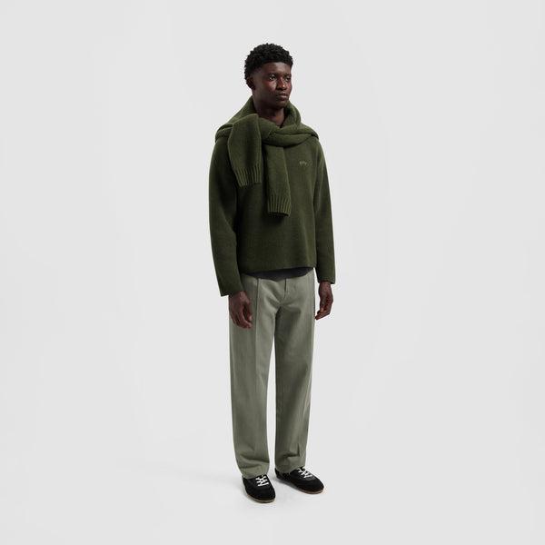 Olaf Hussein Signature Knitted Crewneck Olive Night