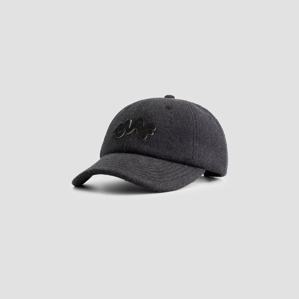 olaf hussein Signature Logo Wool Cap Charcoal Melange