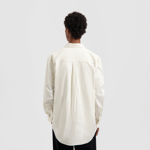 Olaf Hussein Stitched Striped Relaxed Shirt Off-White