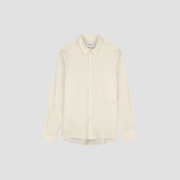 Olaf Hussein Stitched Striped Relaxed Shirt Off-White