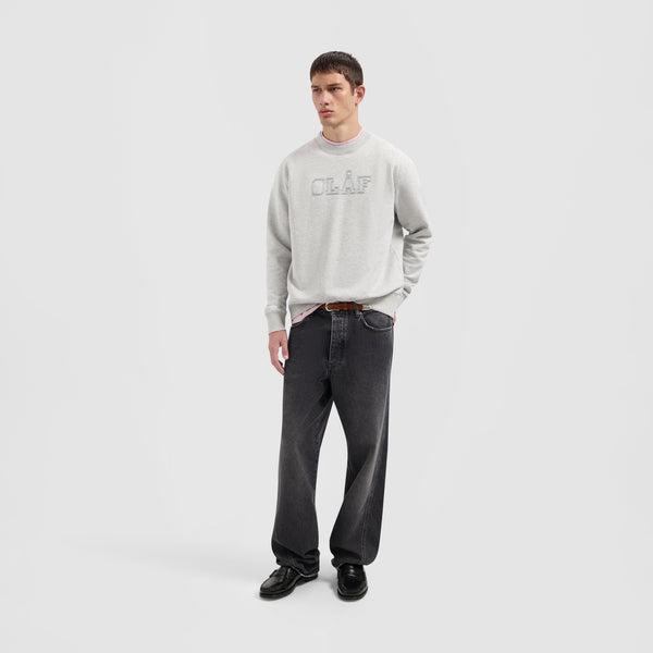 Olaf Hussein Stitched Varsity Crewneck Heather Grey