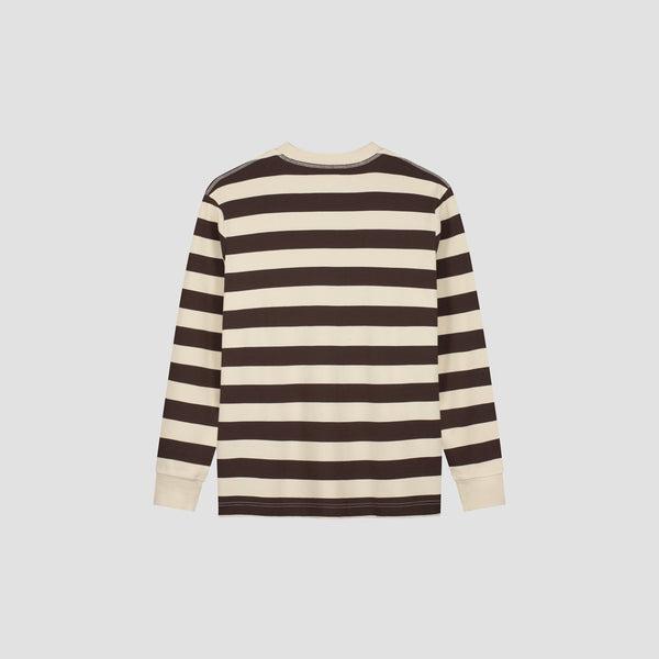Olaf Hussein Striped Rib Crewneck Hot Fudge / Off White