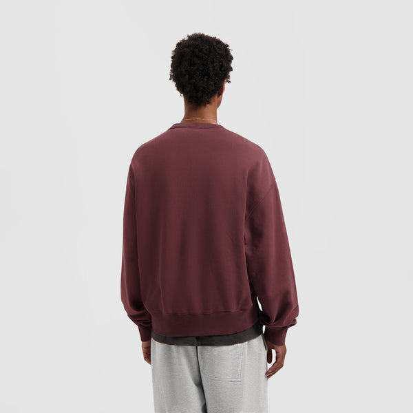 Olaf Hussein Washed Signature Boxy Crewneck Rum Raisin