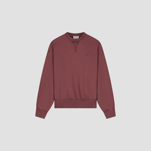 Olaf Hussein Washed Signature Boxy Crewneck Rum Raisin