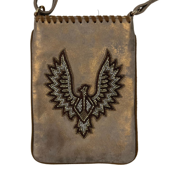 old gringo BEADED EAGLE CROSSBODY GOLD