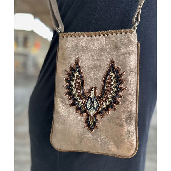 Old Gringo BEADED EAGLE CROSSBODY ROSEGOLD