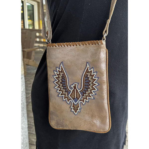Old Gringo BEADED EAGLE CROSSBODY SILVER