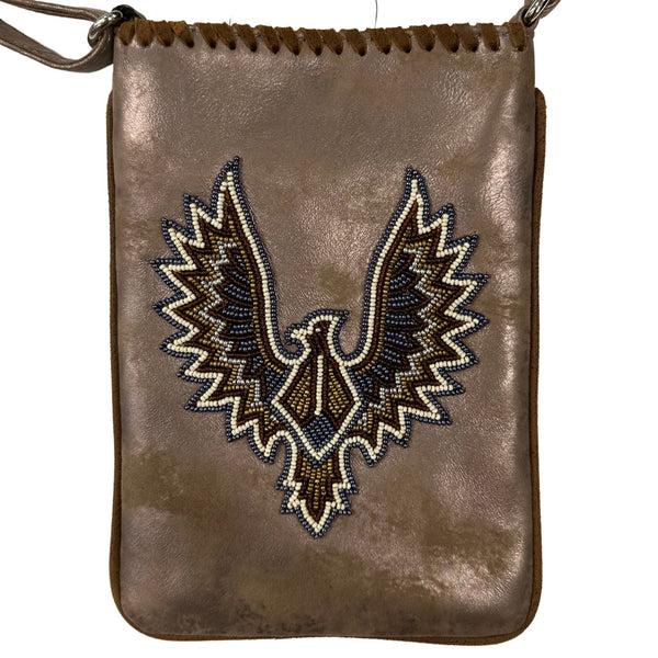 old gringo BEADED EAGLE CROSSBODY SILVER