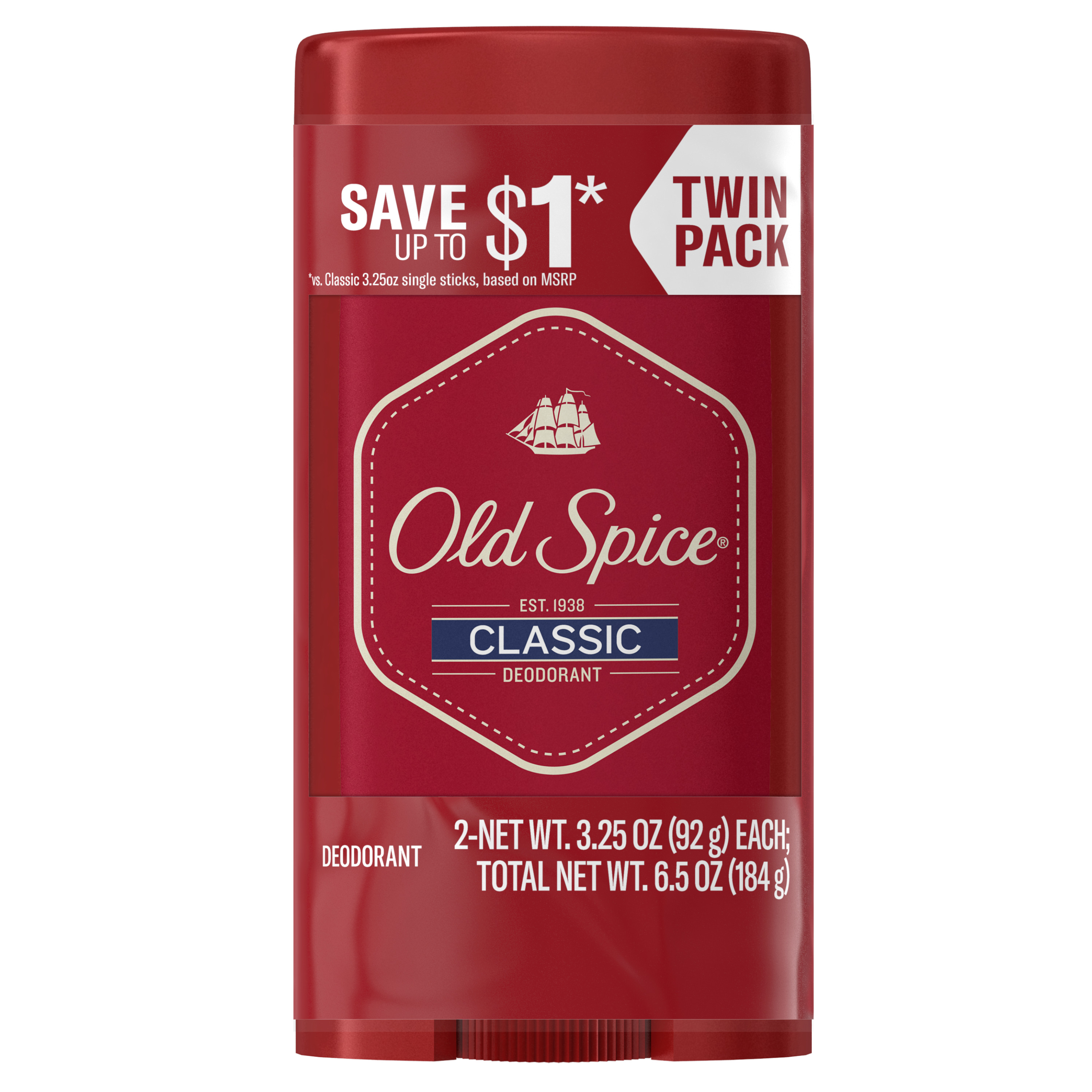 old spice Classic Original Scent Deodorant 3.25 Oz Twin Pack