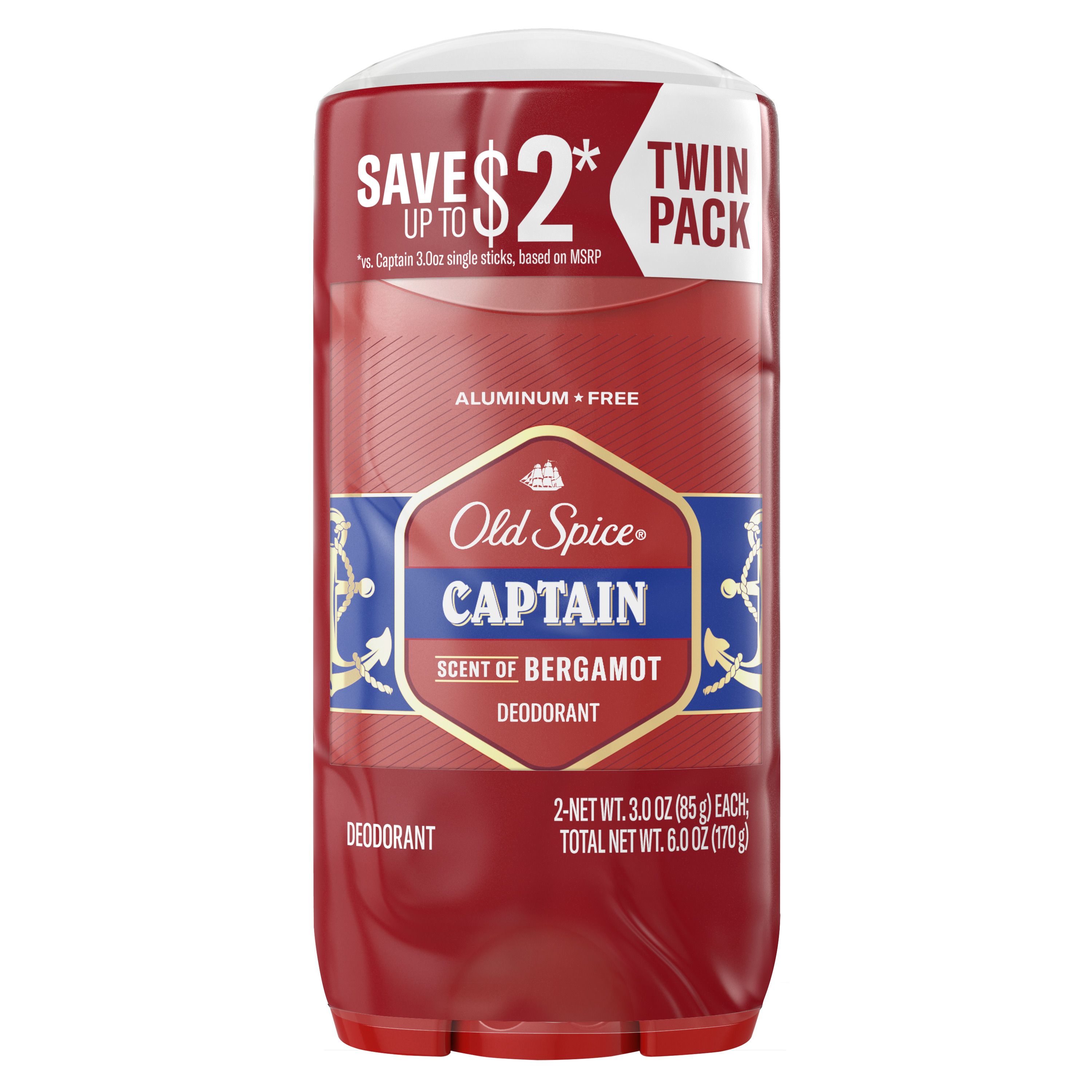 old spice Old Spice Aluminum Free Deodorant for men Captain 2x 3 Oz Twin
