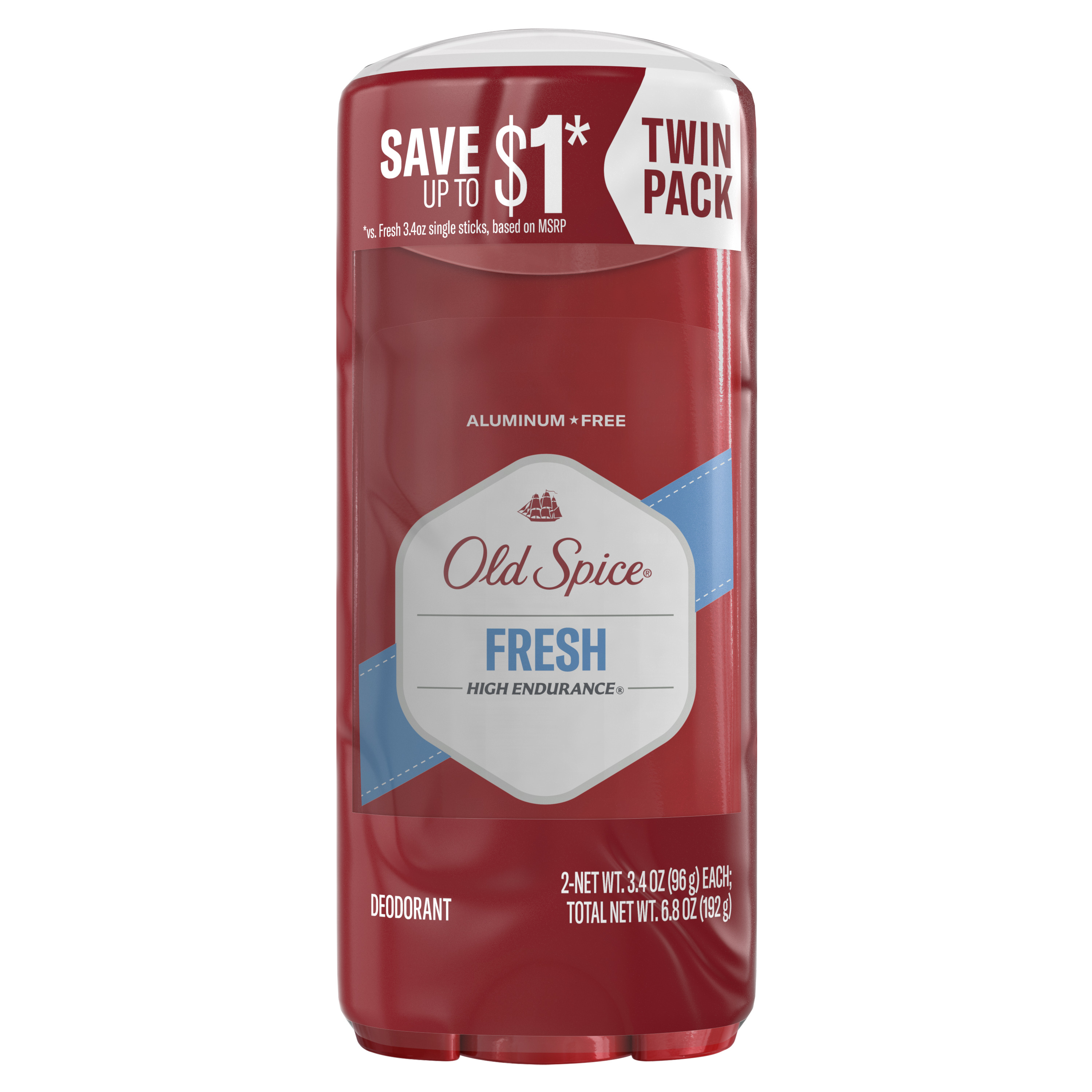 old spice Old Spice Aluminum Free Deodorant for Men High Endurance Fresh 3.4 Oz Twin pack