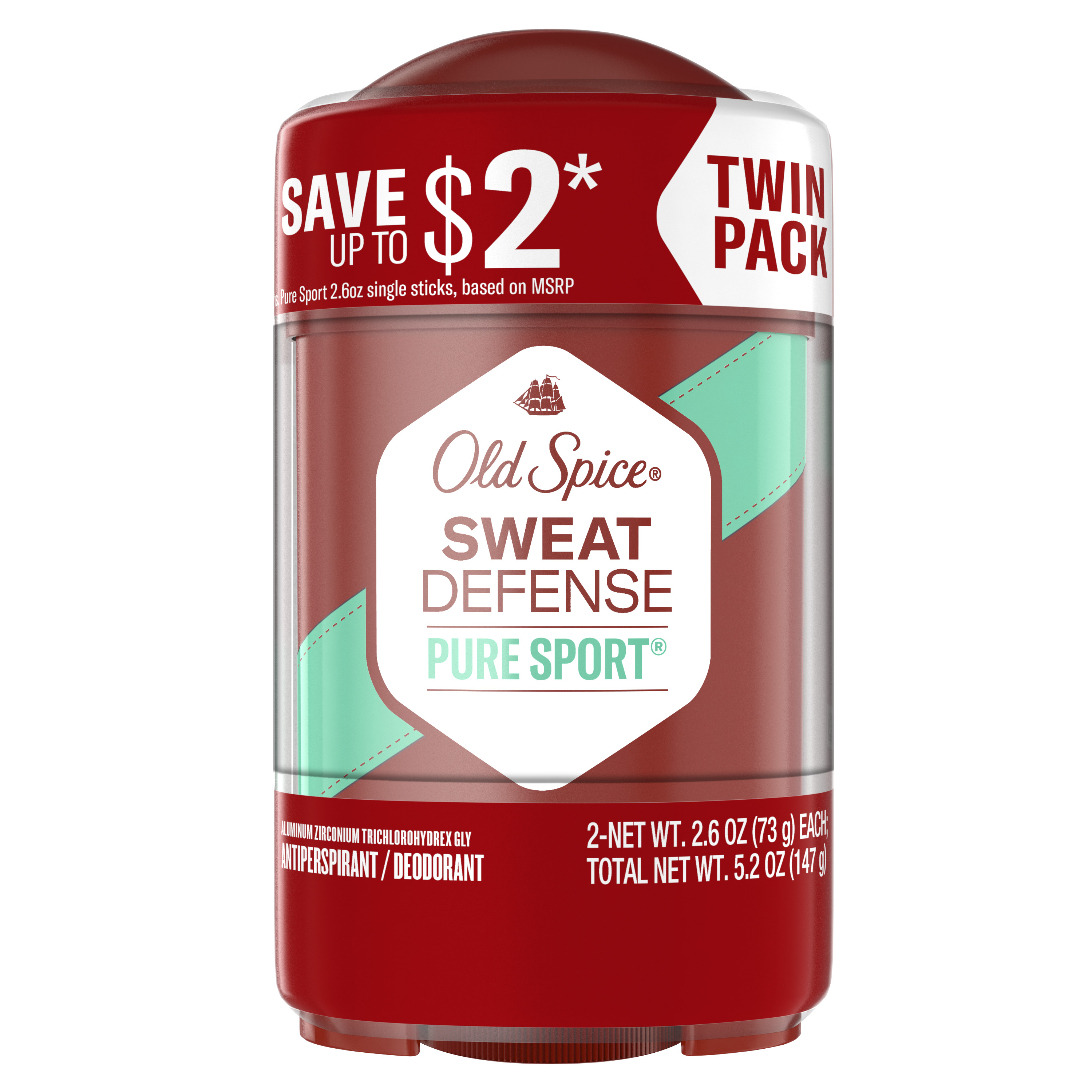 old spice Old Spice Antiperspirant Deodorant for Men Pure Sport Plus 2.6 Oz Twin