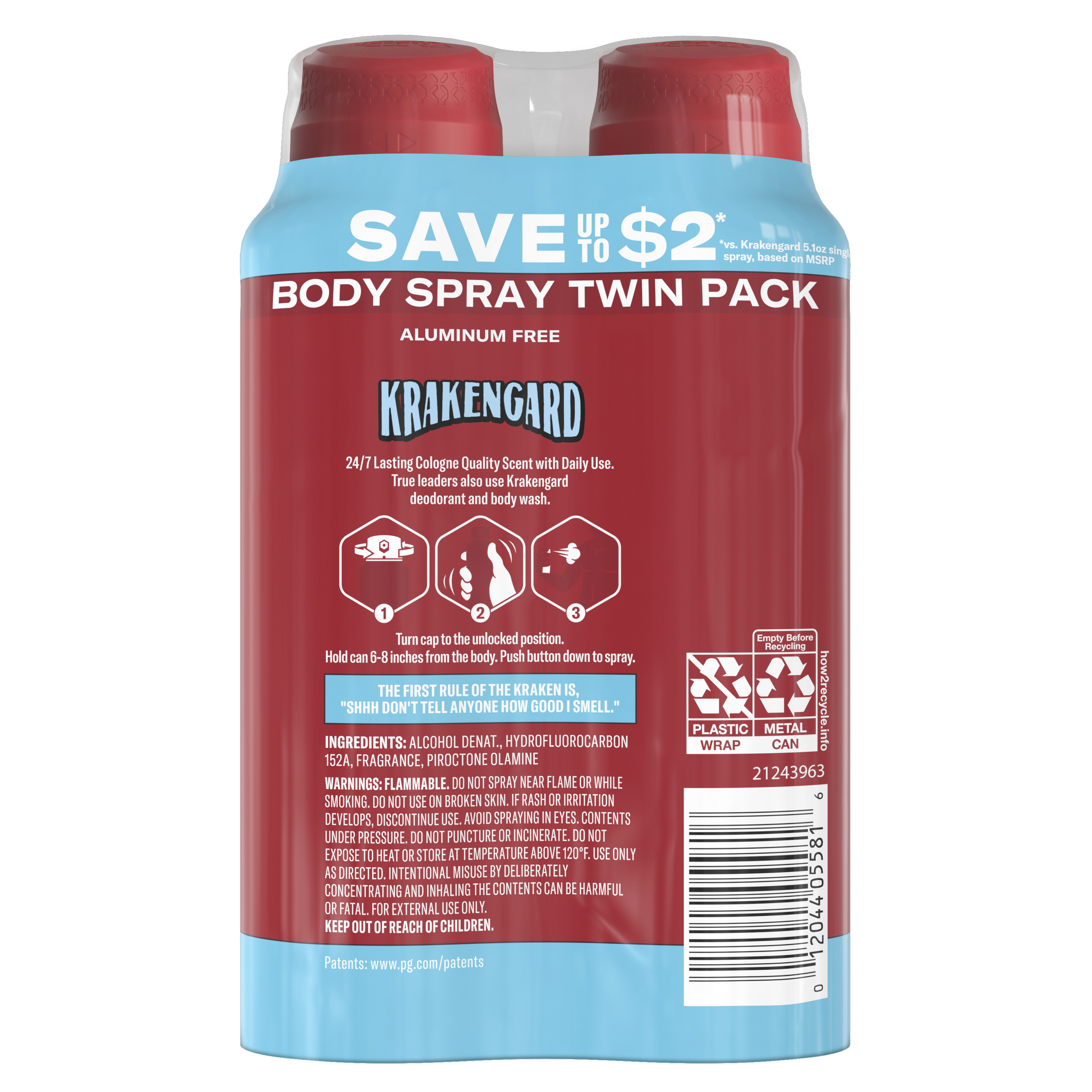 Old Spice Old Spice Body Spray Deodorant 24/7 Freshness Krakengard Twin Pk 2 X 5.1oz