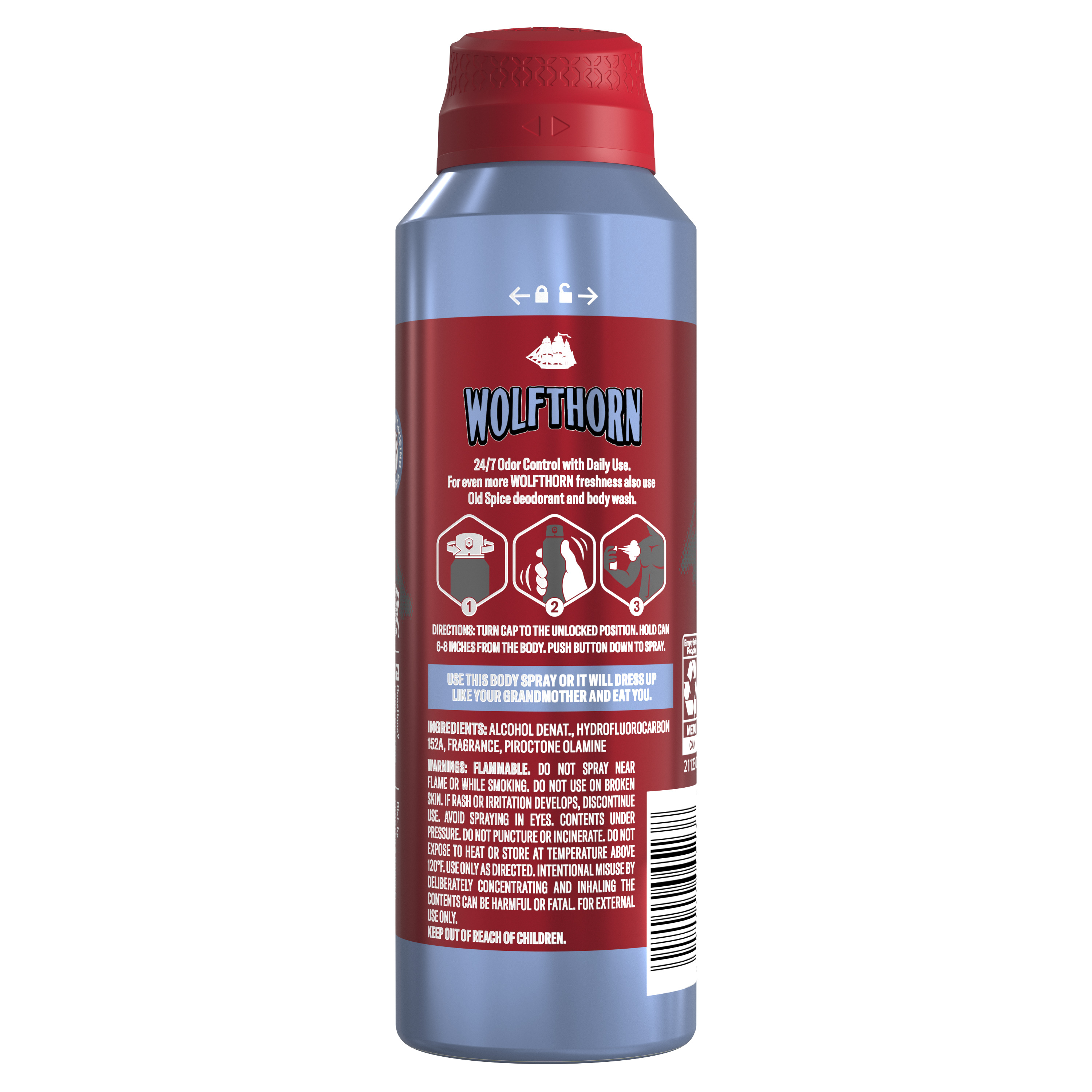 Old Spice Old Spice Body Spray Deodorant 24/7 Freshness Wolfthorn 5.1 Oz