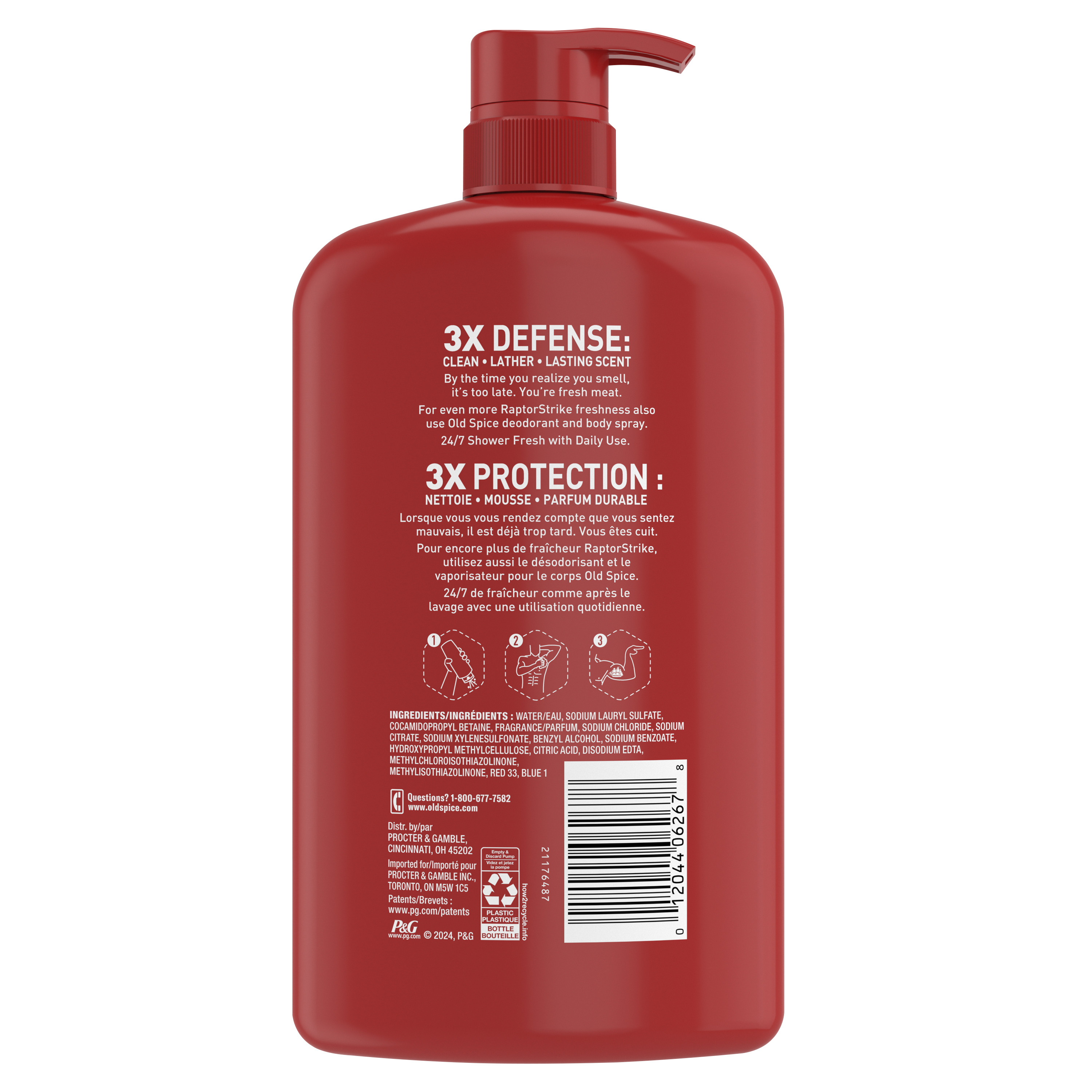 Old Spice Old Spice Body Wash For Men 24/7 Shower Clean Raptorstrike 33.4 Oz