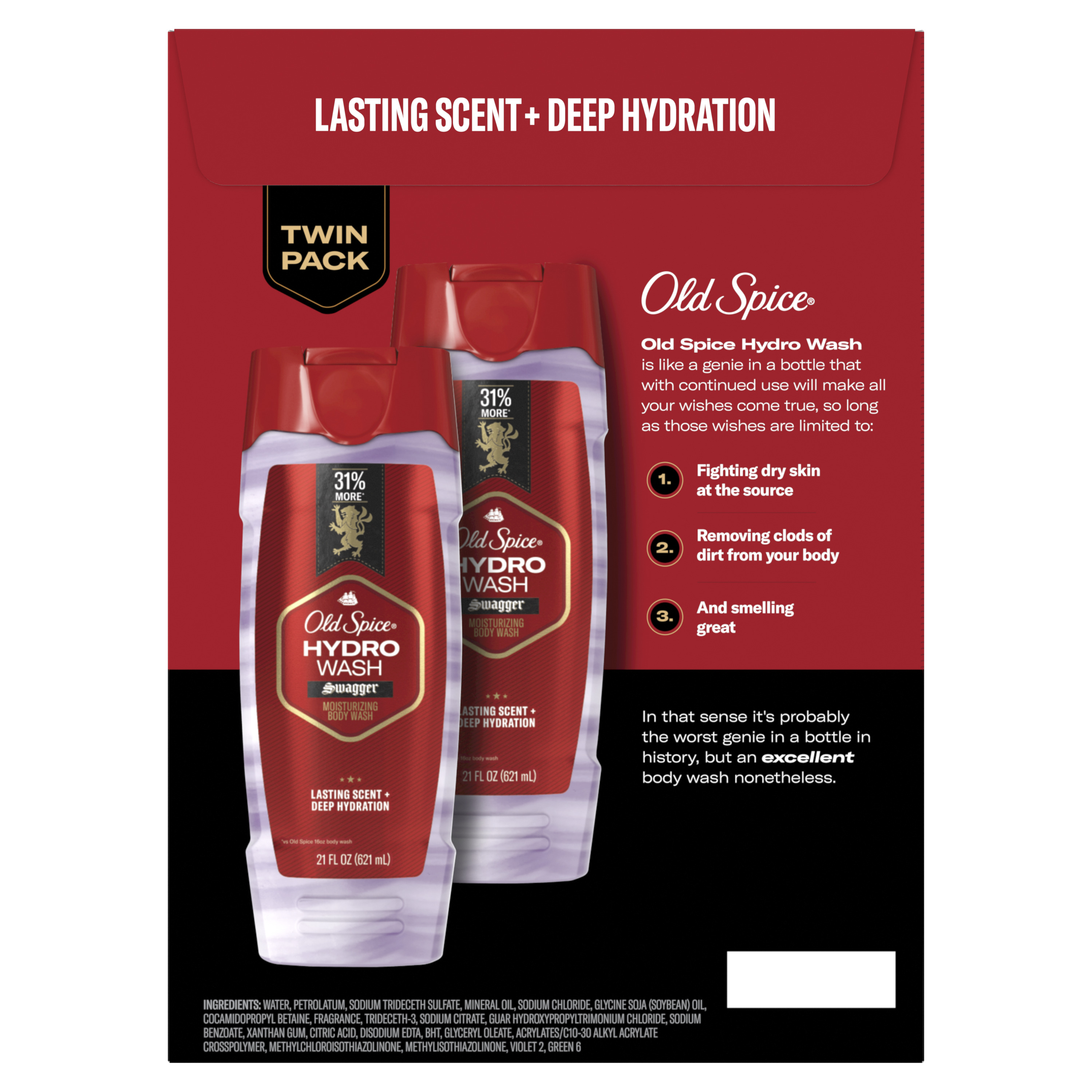 Old Spice Old Spice Body Wash For Men Moisturizing Hydro Wash Swagger Scent 21 Oz Twin Pack
