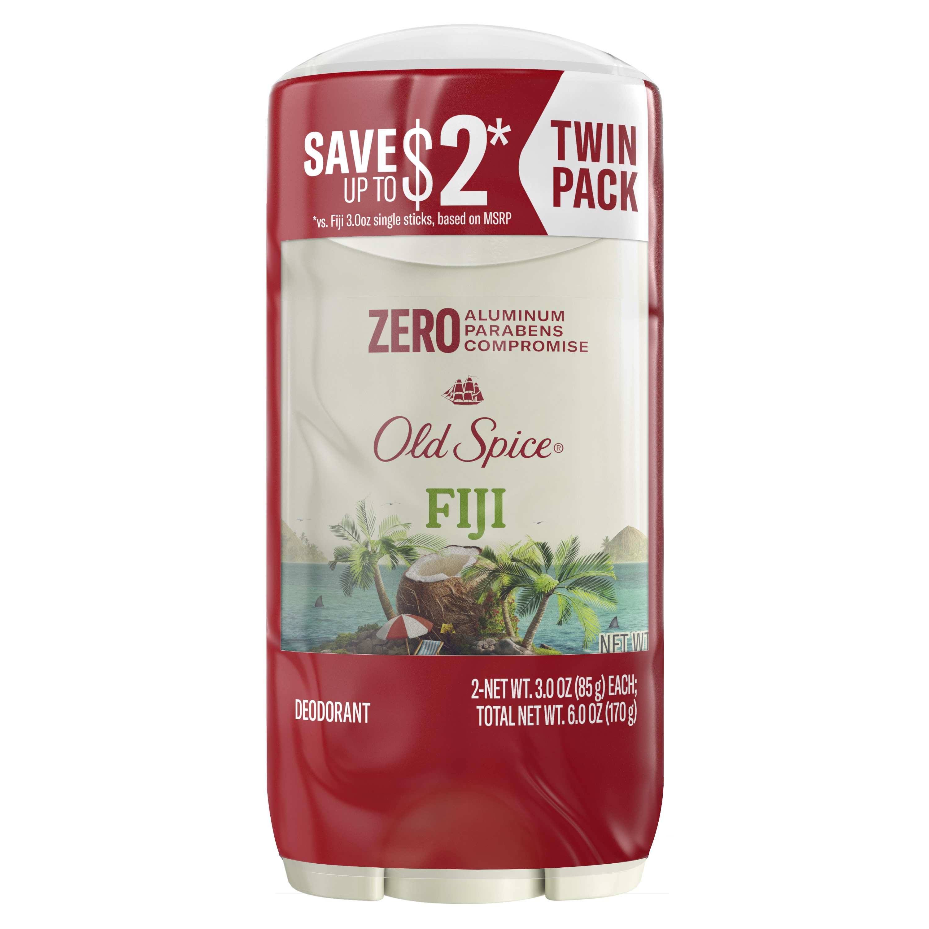 old spice Old Spice Men's Aluminum Free Deodorant Fiji with Palm Tree Twin Pack 2x 3 Oz