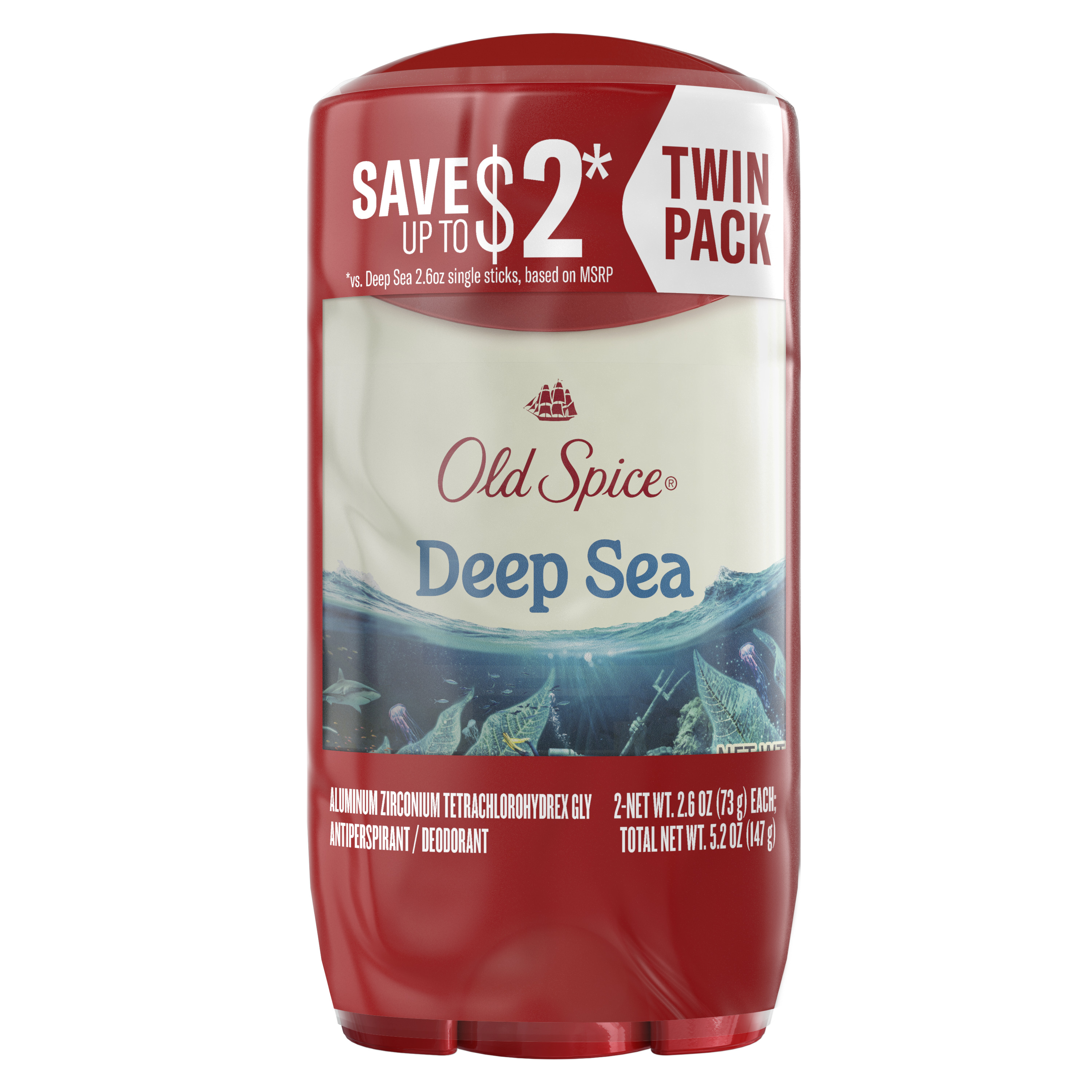 old spice Old Spice Men's Antiperspirant and Deodorant 24/7 Sweat Protection Deep Sea Twin Pack 2x 2.6 Oz
