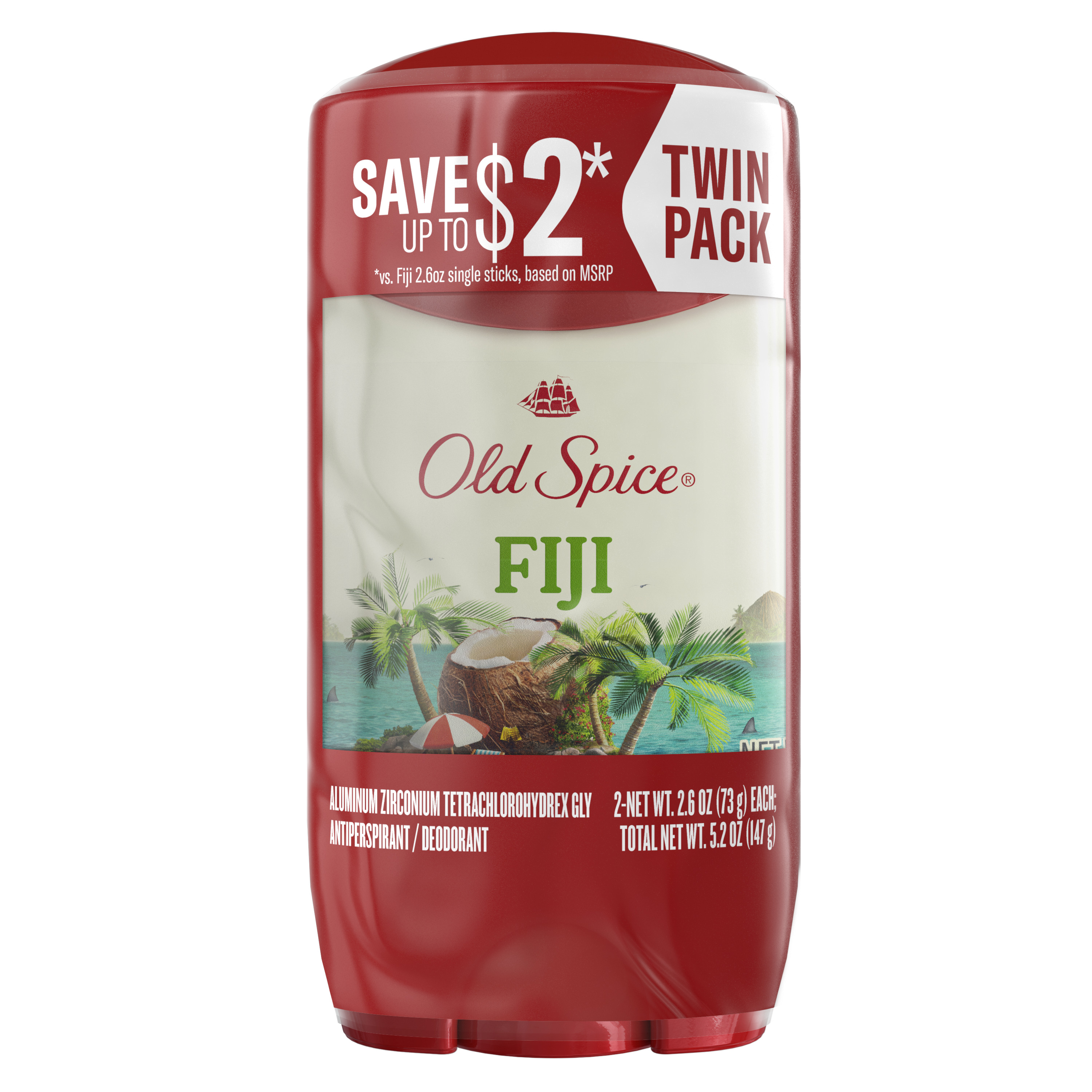 old spice Old Spice Men's Antiperspirant and Deodorant Fiji with Palm Tree Twin Pack 2x 2.6 Oz