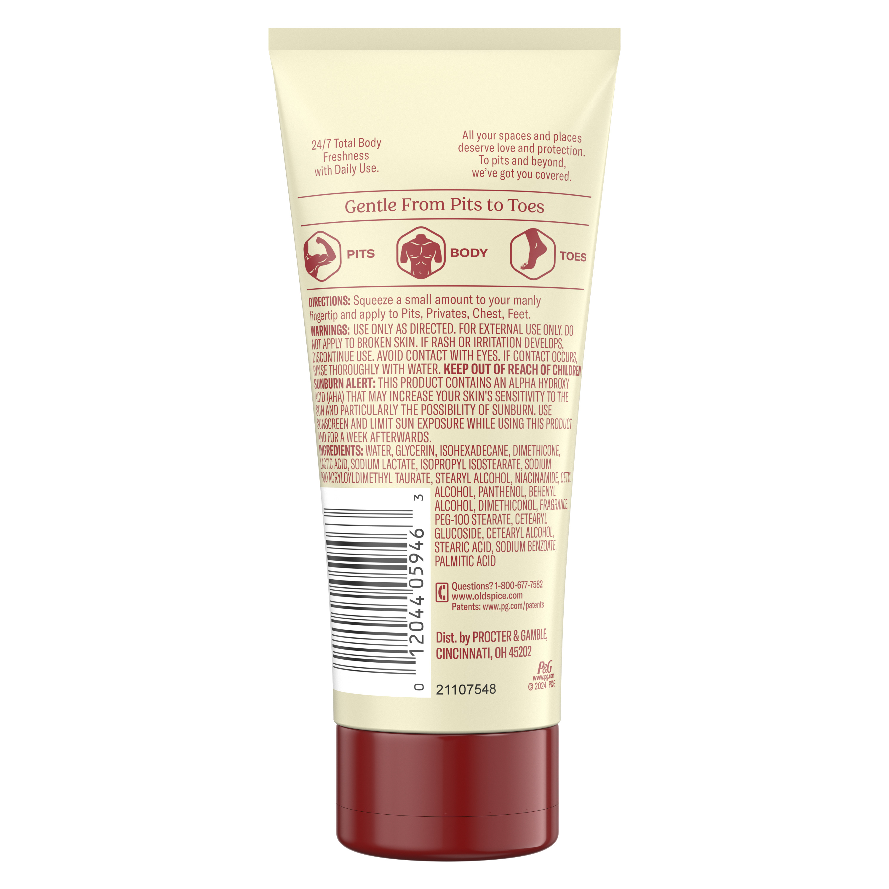 Old Spice Old Spice Total Body Deodorant Aluminum Free Cream Vanilla Shea 3 Oz