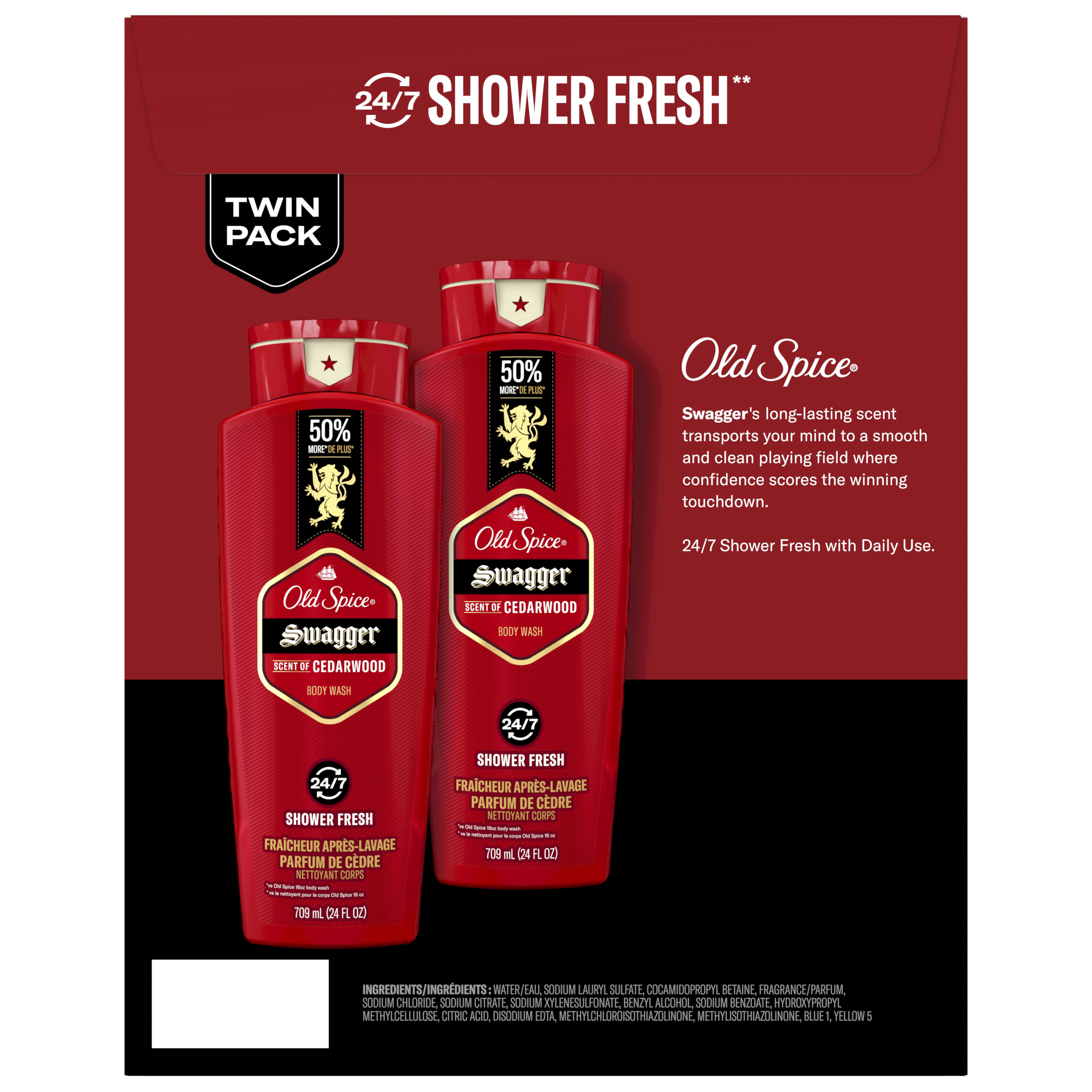 Old Spice Swagger Scent Men's Body Wash 24 Oz Pack Of 2 (48 Oz Total)