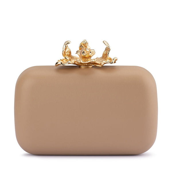 olga berg ADELE Orchid Lock Clutch