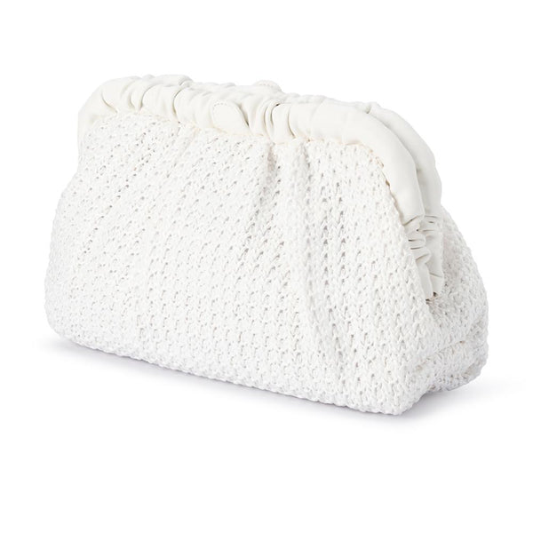 Olga Berg AMALIA Pleated Woven Clutch